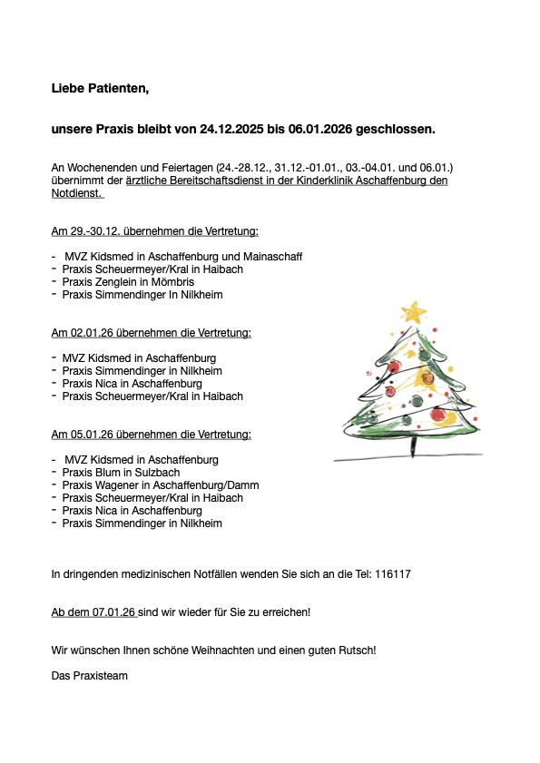 Urlaub Weihnachten 2025